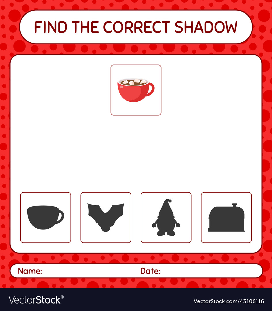 Find the correct shadows game with marshmallow Vector Image Find the correct shadows game with marshmallow