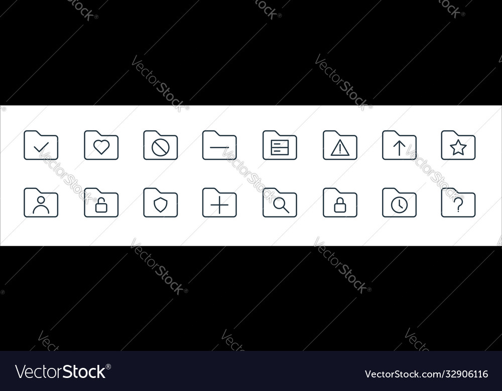 Folder line icons linear set quality vector image Folder line icons linear set quality