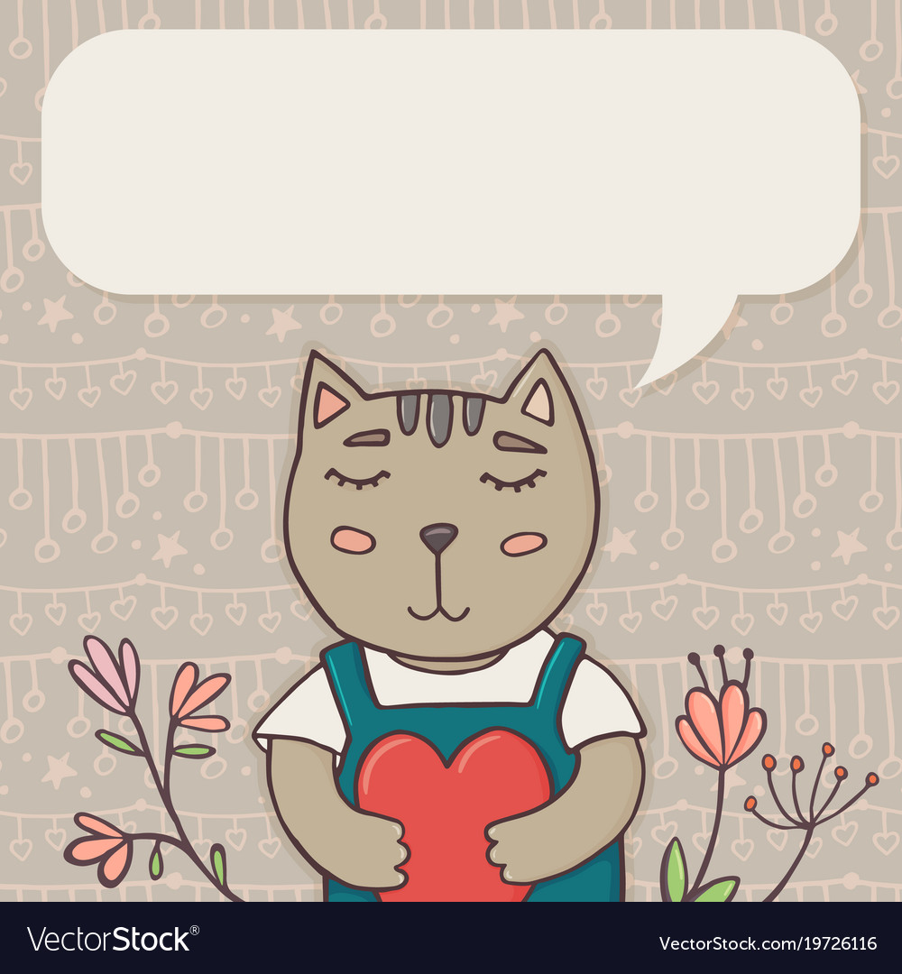 Greeting card template with cat and place for text