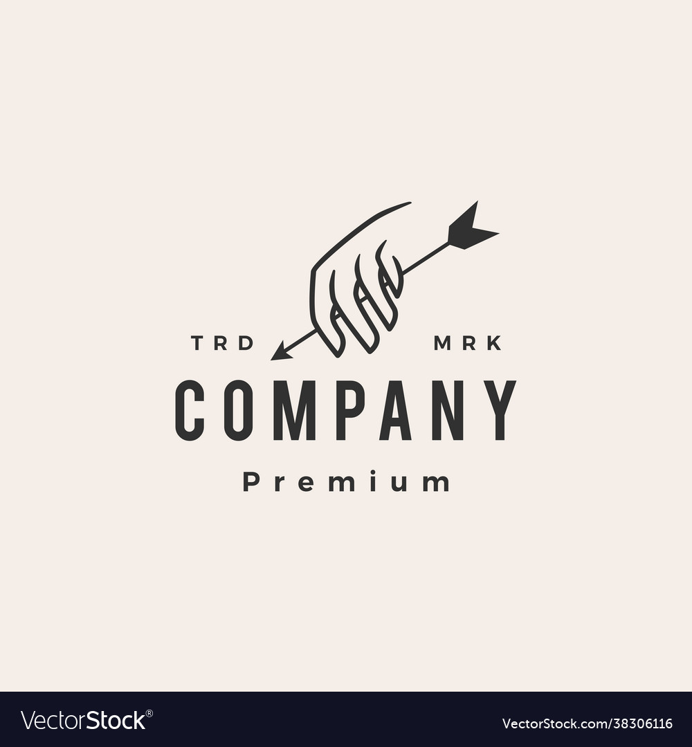 Hand hold arrow bow hipster vintage logo icon