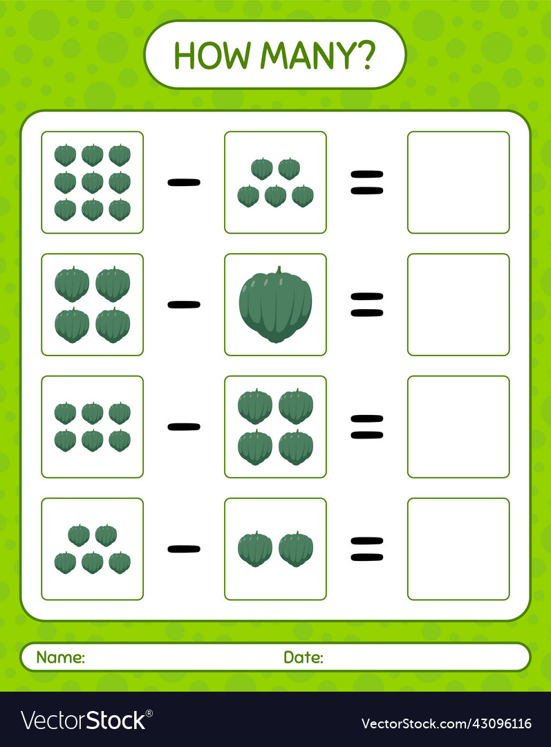 How many counting game with acorn squash vector image How many counting game with acorn squash