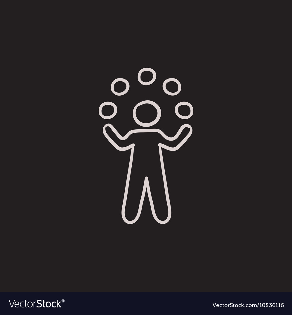 Man juggling with balls sketch icon