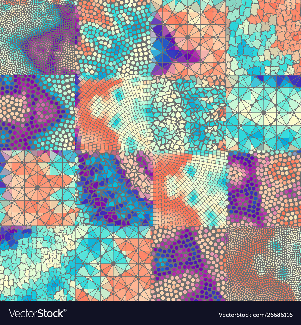 Mosaic art pattern rectangles different tile Vector Image Mosaic art pattern rectangles different tile