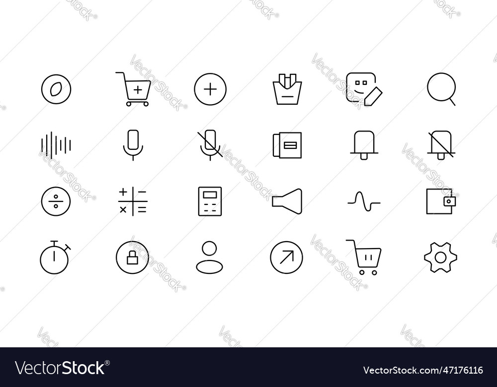 Pixel perfect basic user interface essential set Vector Image Pixel perfect basic user interface essential set