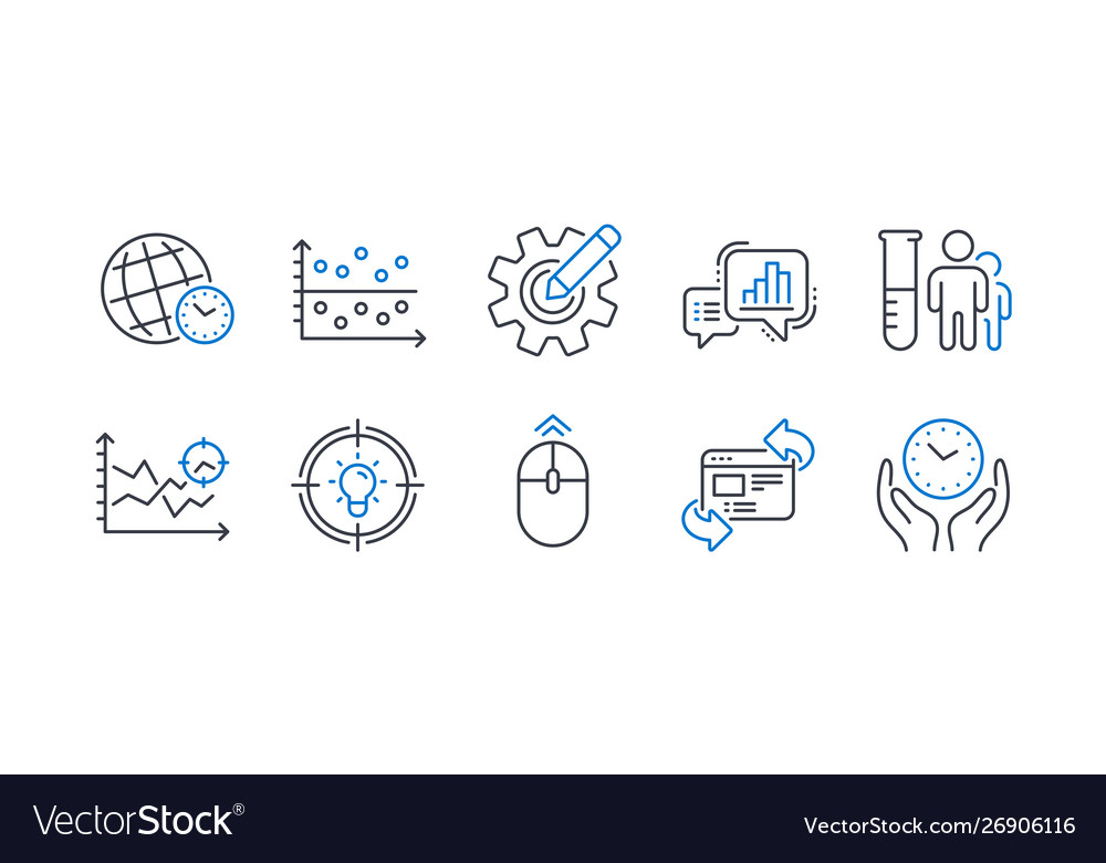 Set science icons such as graph chart idea