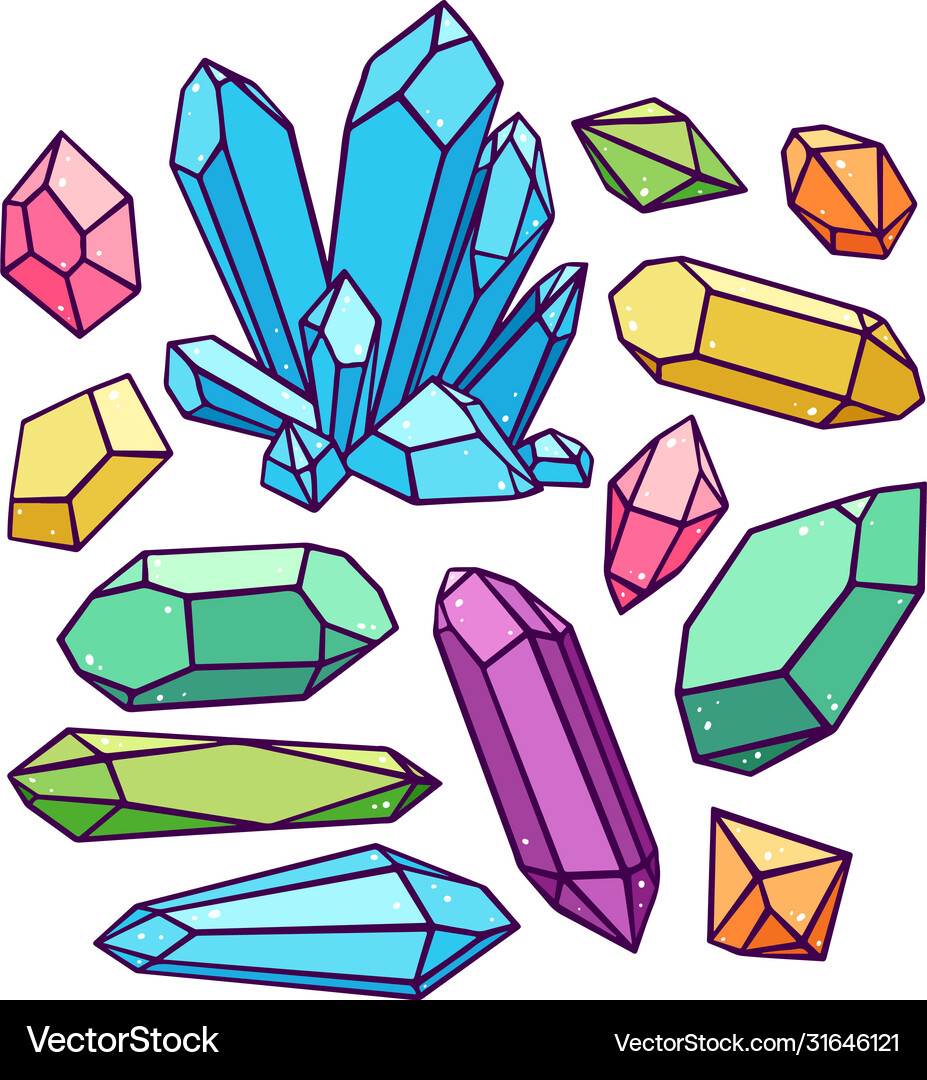 Beautiful set crystals Royalty Free Vector Image