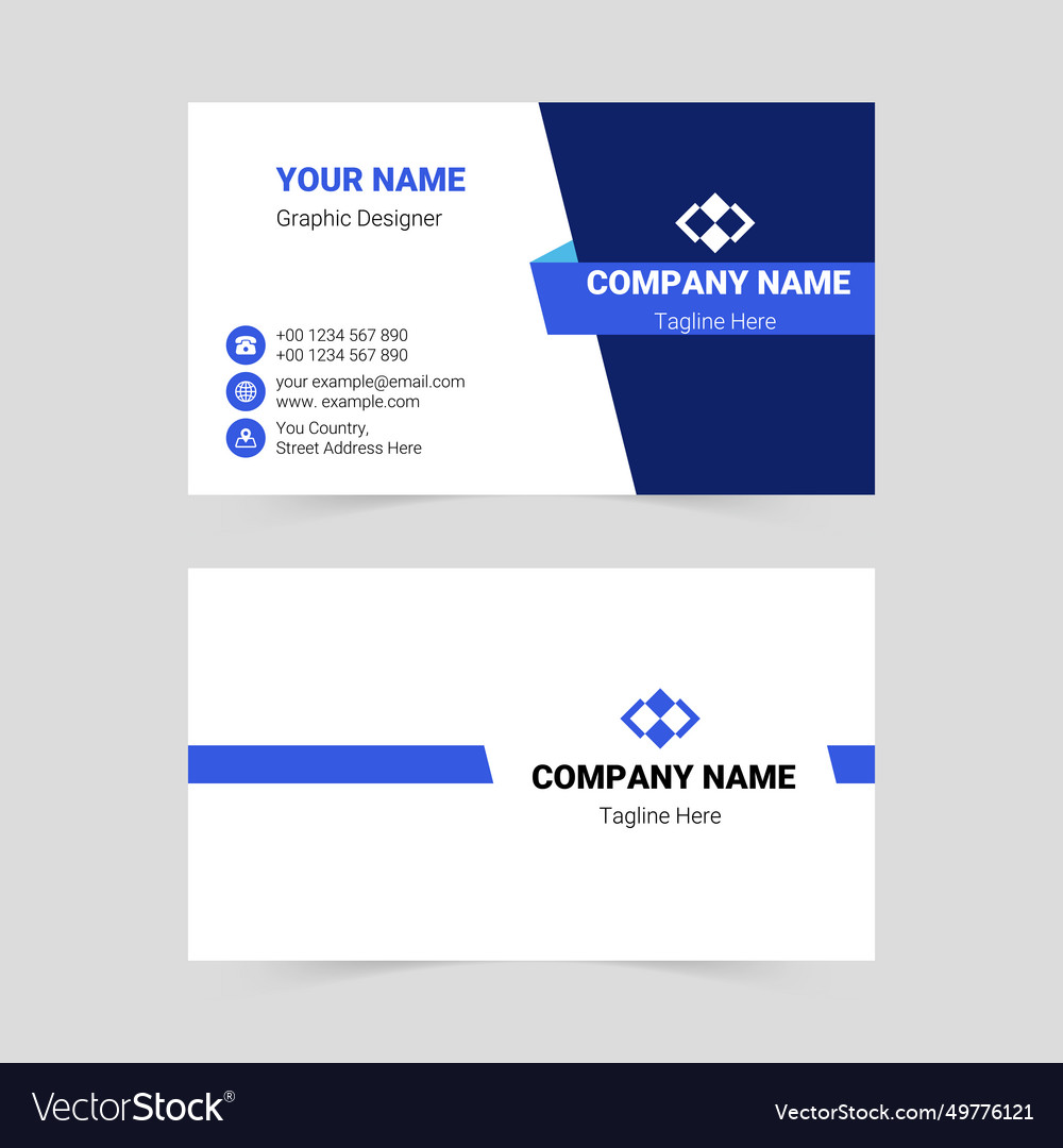 Blue Modern Business Card Template Royalty Free Vector Image