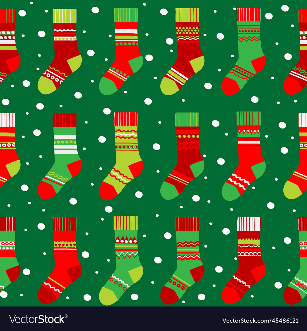 Christmas socks winter seamless pattern Royalty Free Vector