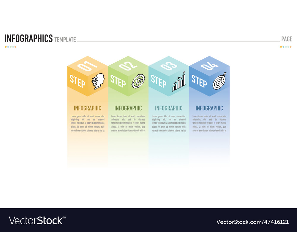 Cube rectangular isometric infographic vector image Cube rectangular isometric infographic