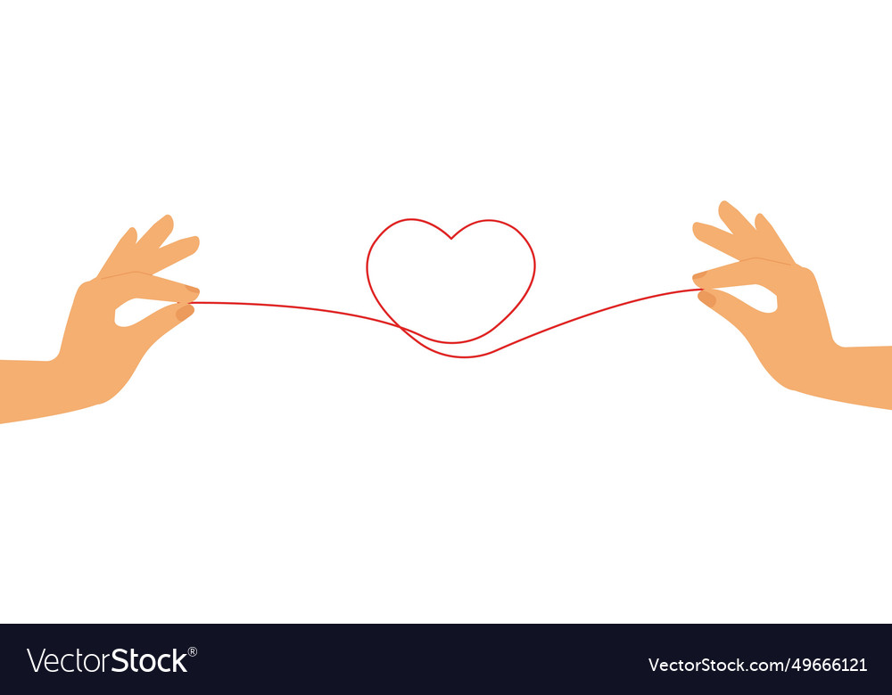 Female hand pulling a string forming heart Vector Image