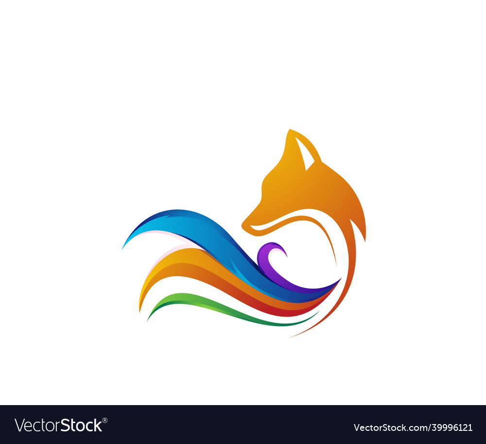 Fox colorful logo design template Royalty Free Vector Image