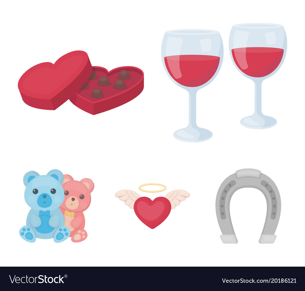 Glasses with wine chocolate hearts bears