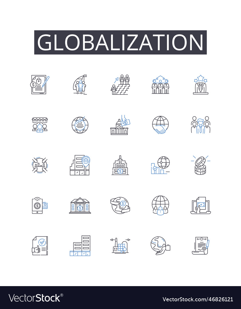 Globalization line icons collection response Vector Image Globalization line icons collection response