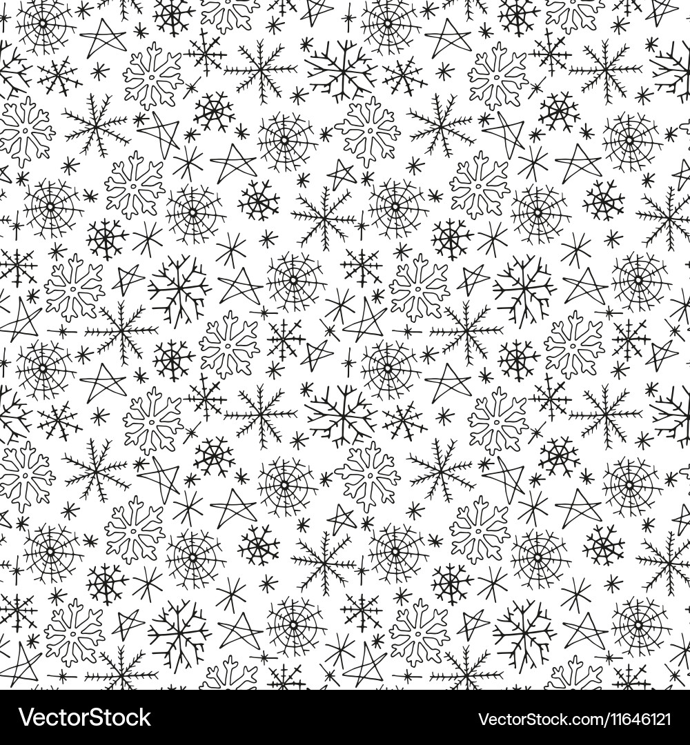 Hand drawn seamless pattern with snowflakes Vector Image