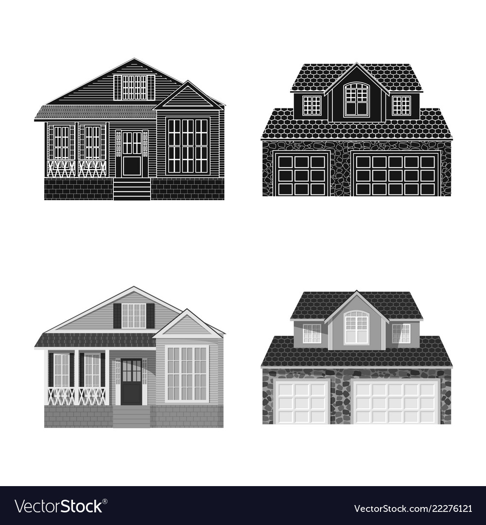 Isolated object of building and front sign set