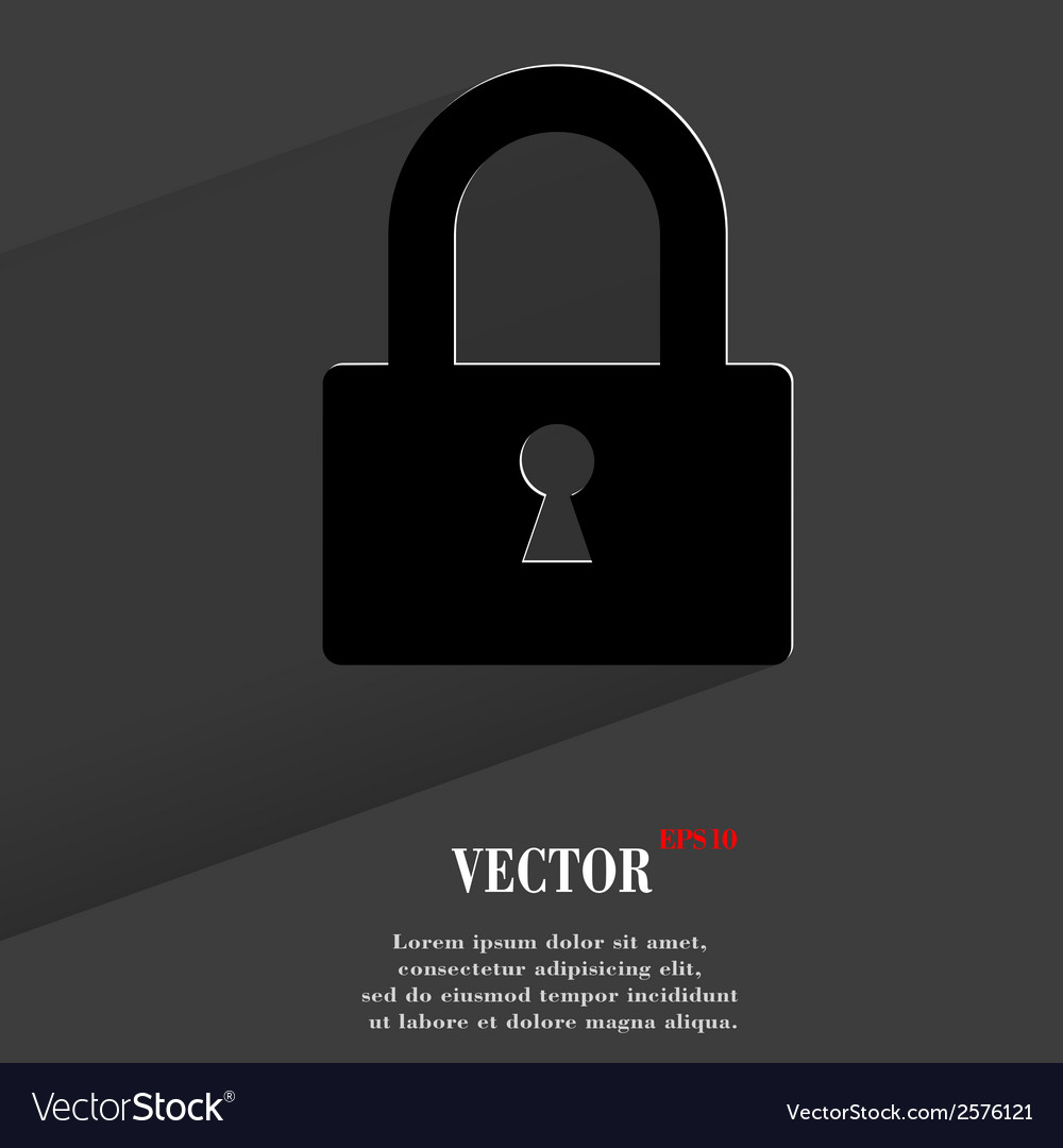 Padlock flat modern web button with long shadow