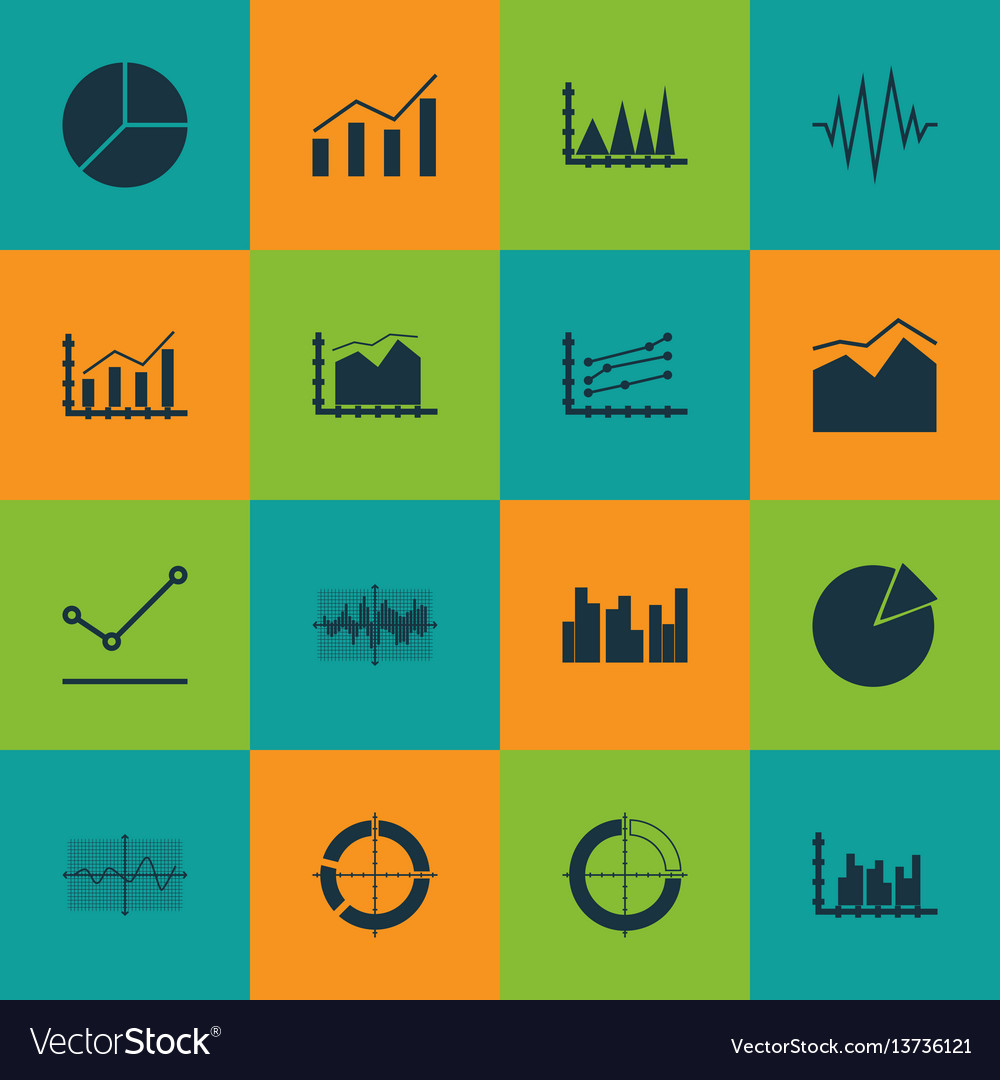 Set of graphs diagrams and statistics icons vector image Set of graphs diagrams and statistics icons