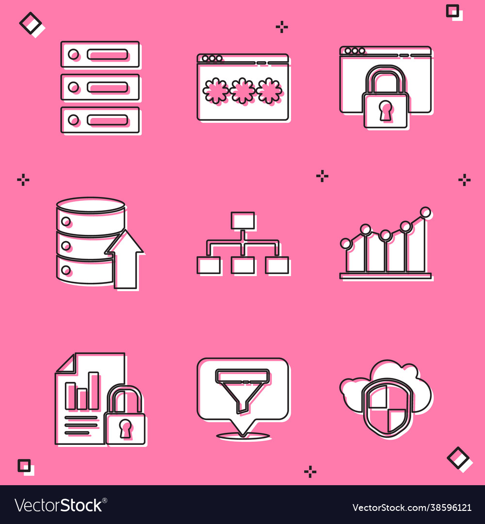 Set server data web hosting password protection vector image Set server data web hosting password protection