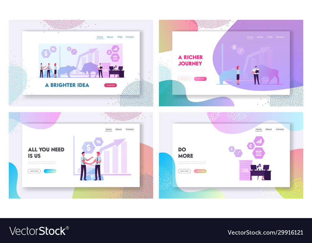 Stock market trading business website landing page vector image Stock market trading business website landing page