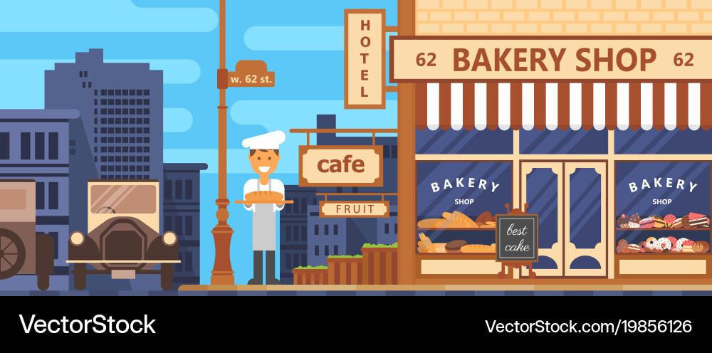 Bakery facade Royalty Free Vector Image - VectorStock