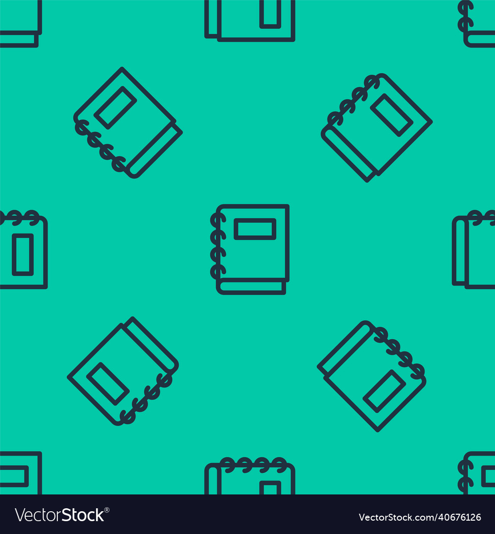 Blue line notebook icon isolated seamless pattern Vector Image Blue line notebook icon isolated seamless pattern