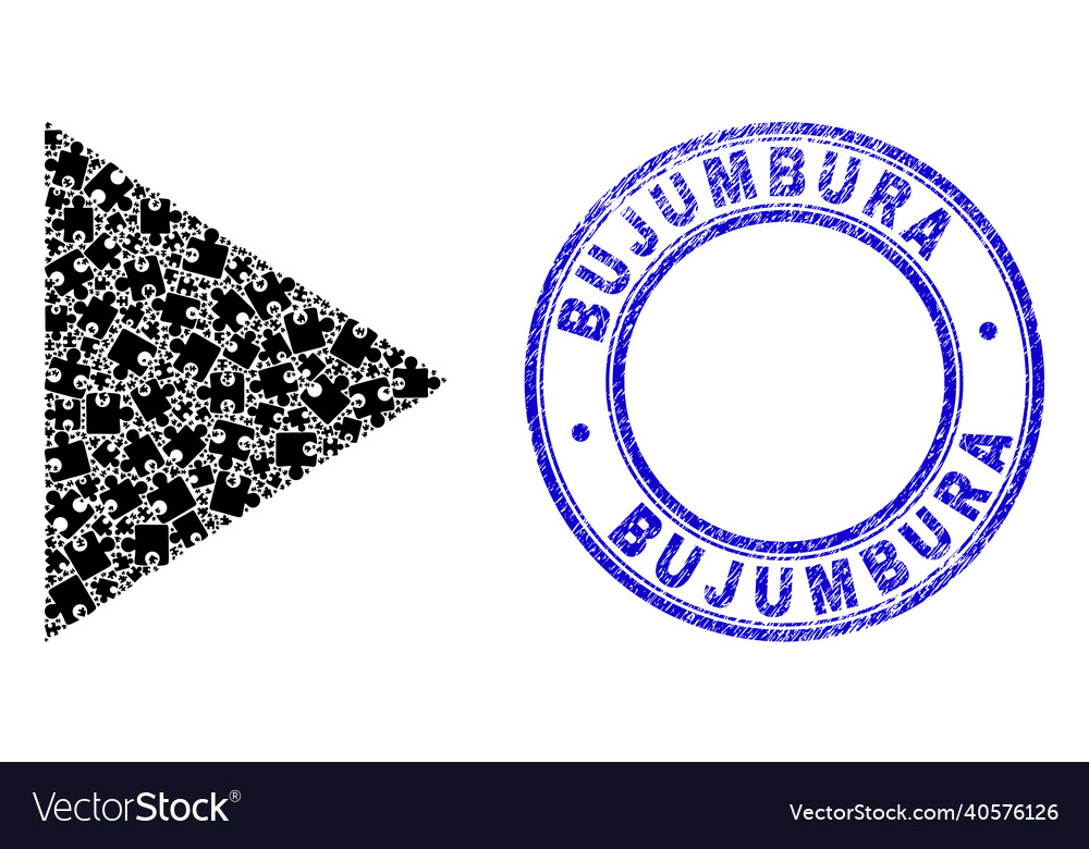 Blue scratched bujumbura stamp and play button