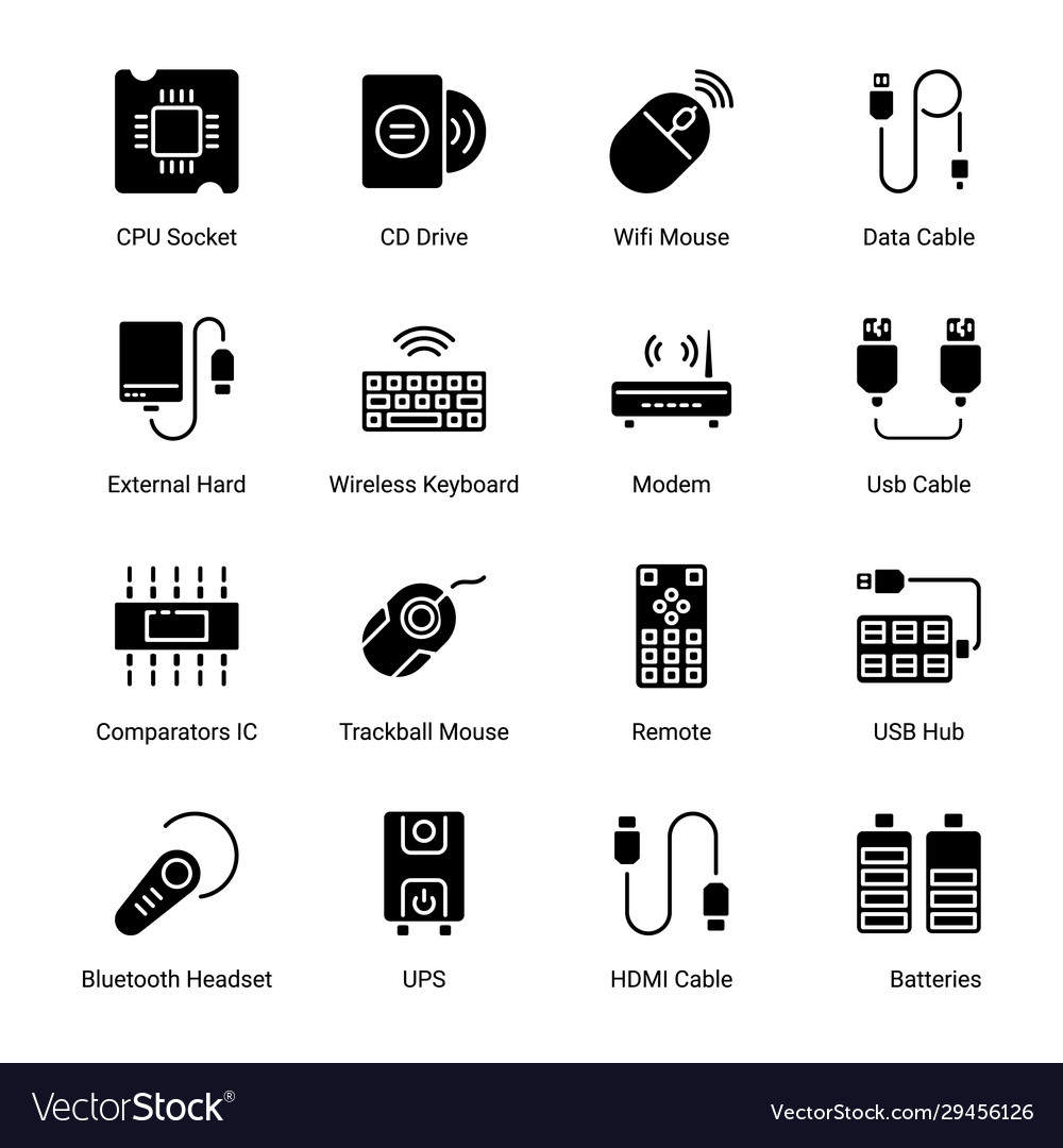 Computer and hardware vector image Computer and hardware