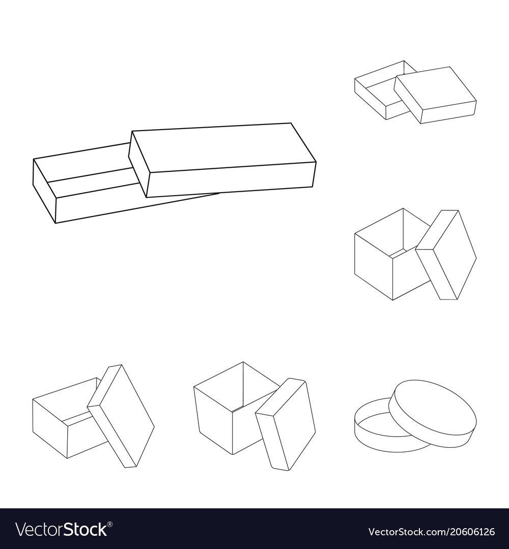 Different boxes outline icons in set collection