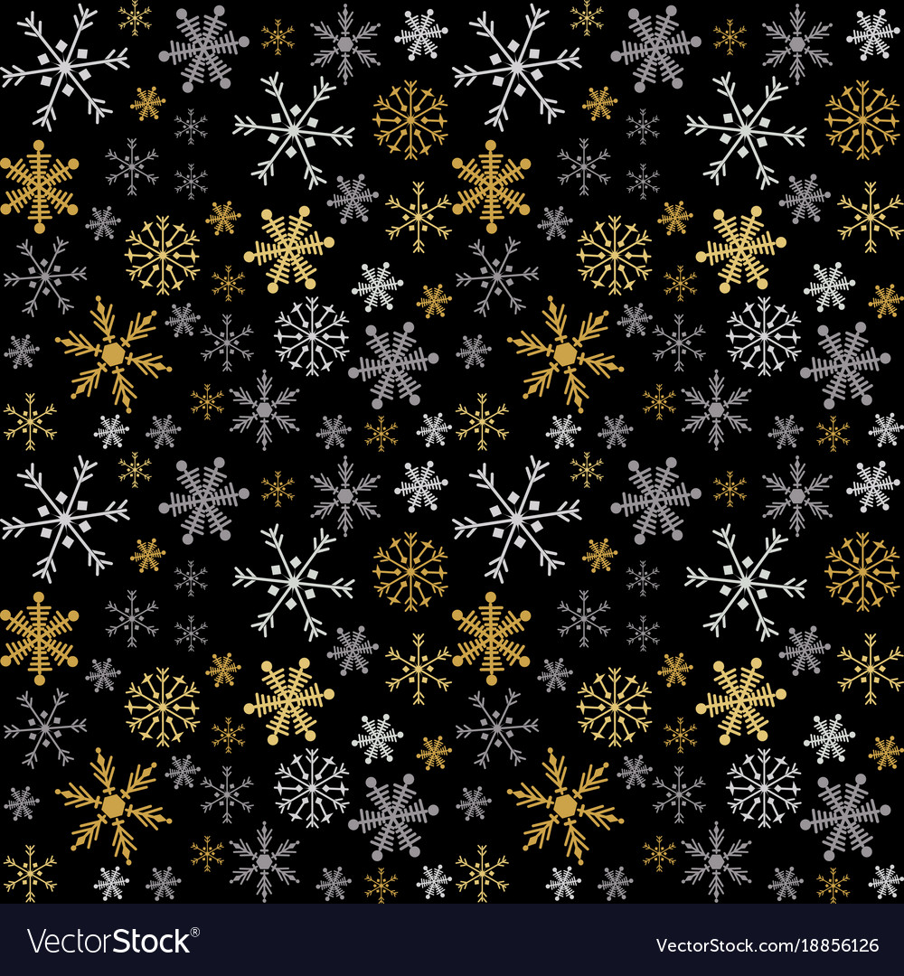 Golden Snowflake Seamless Pattern