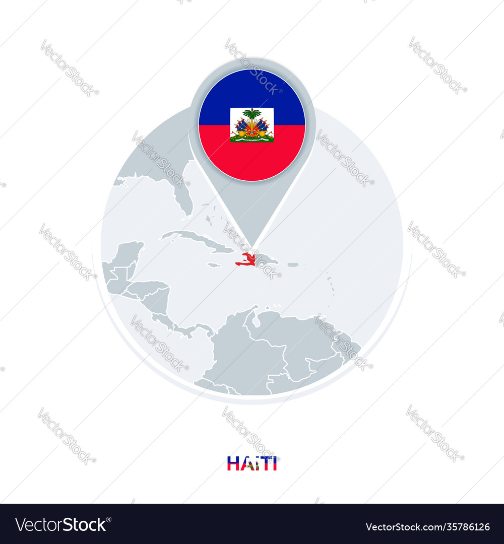 Haiti map and flag icon with highlighted