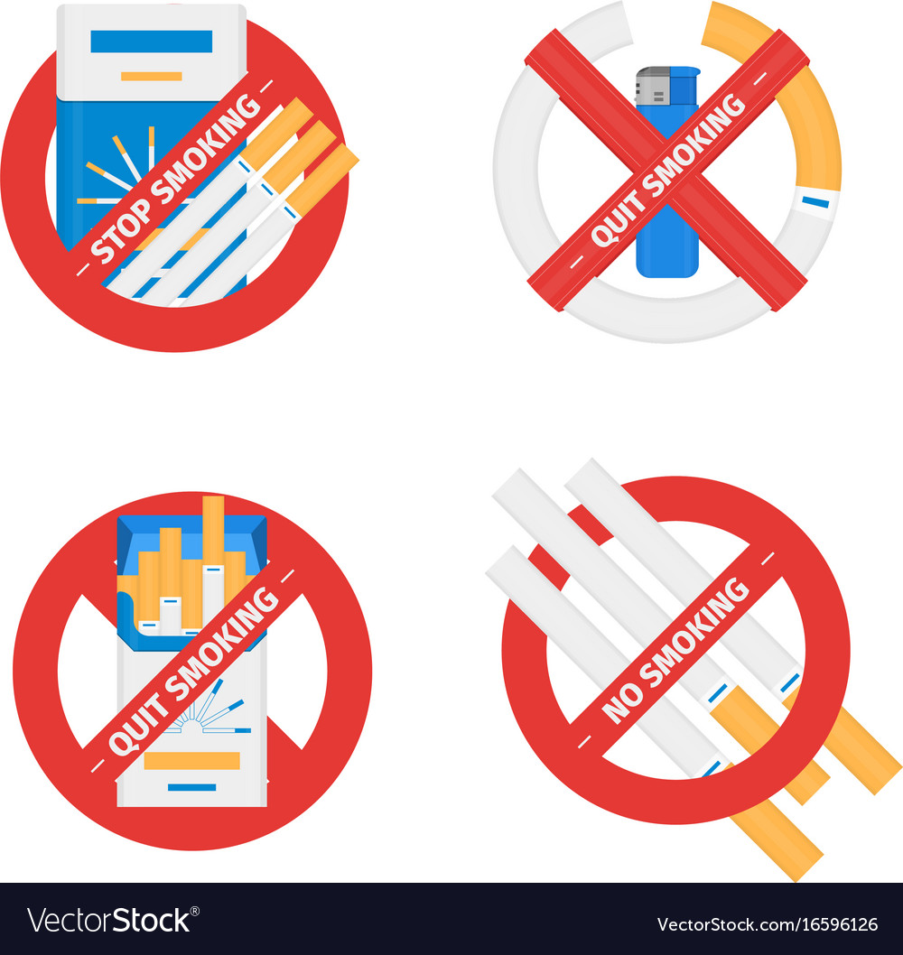 Isolated signs set of stop smoking