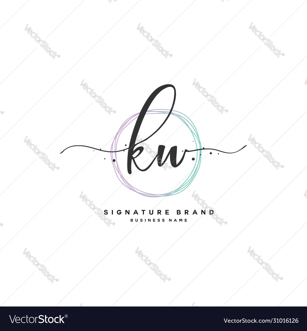 K W Kw Initial Letter Handwriting And Signature Vector Image