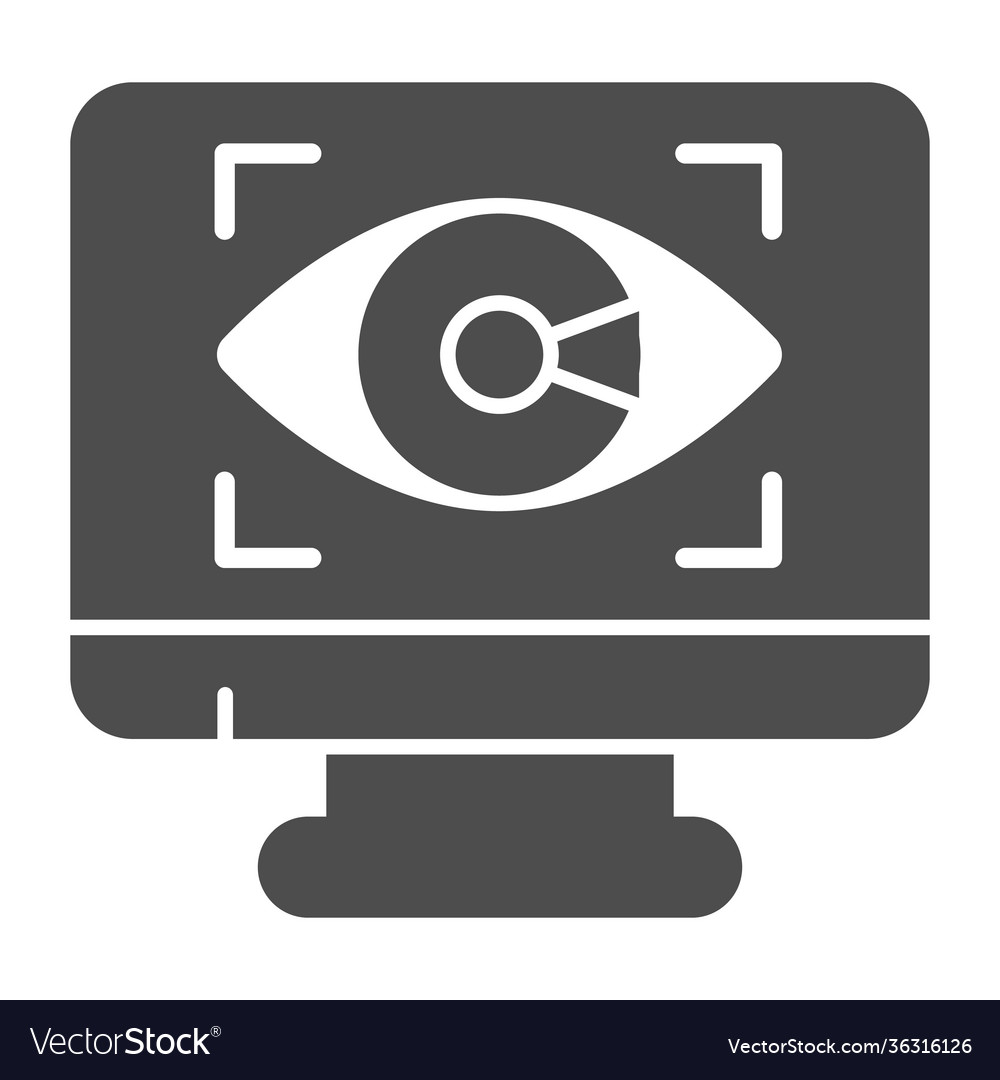 Monitor with eye solid icon web security concept