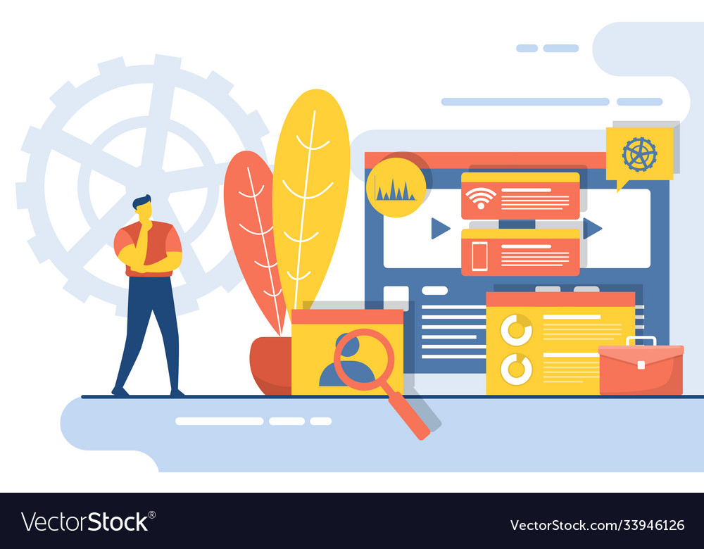 People build website design web page project vector image People build website design web page project