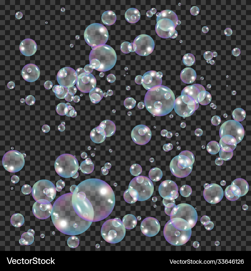 Realistic soap bubbles with rainbow reflection Vector Image