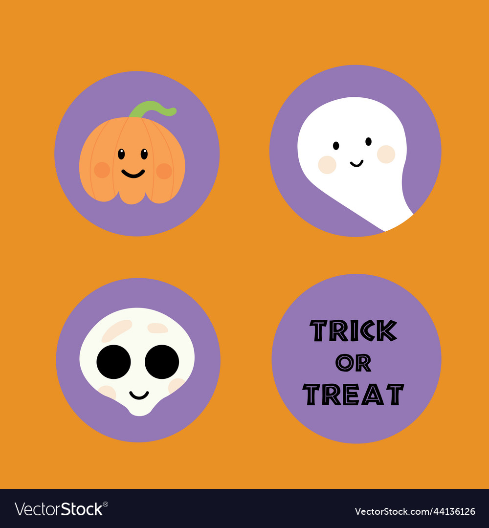 Set of printable round stickers for halloween Vector Image