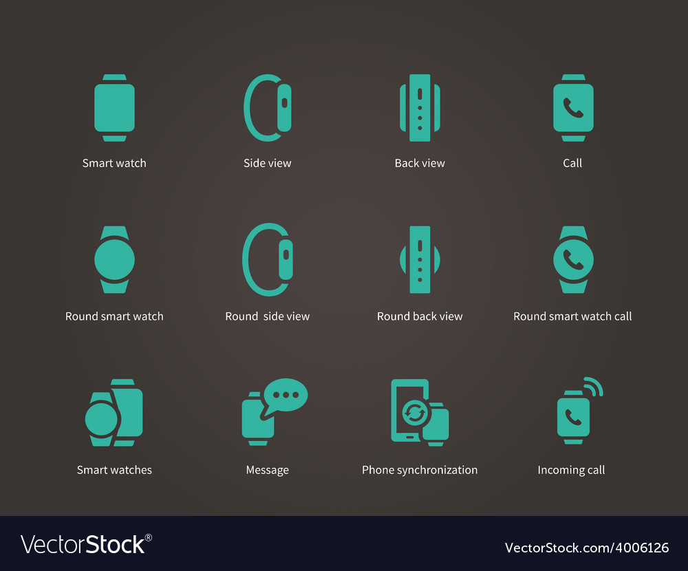 Set of smart watch with interface icons