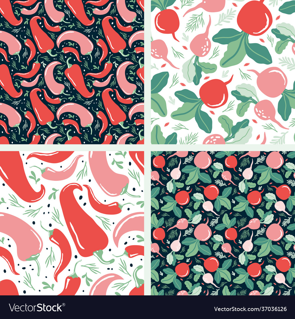Set seamless patterns from farm products