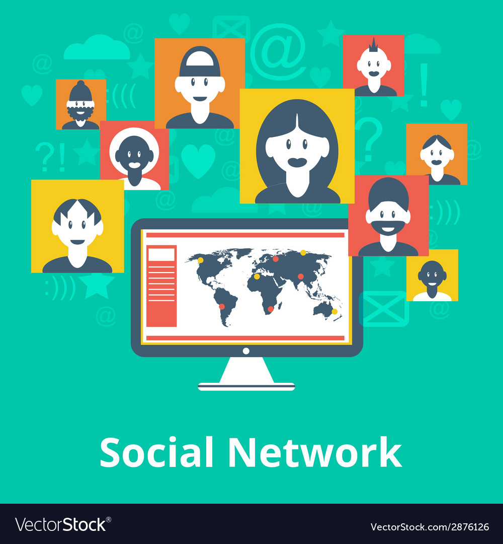 Social network icons composition poster Royalty Free Vector