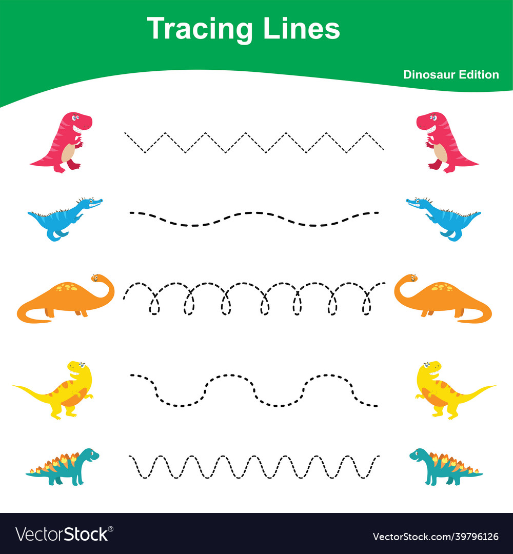 Tracing lines game dinosaur edition
