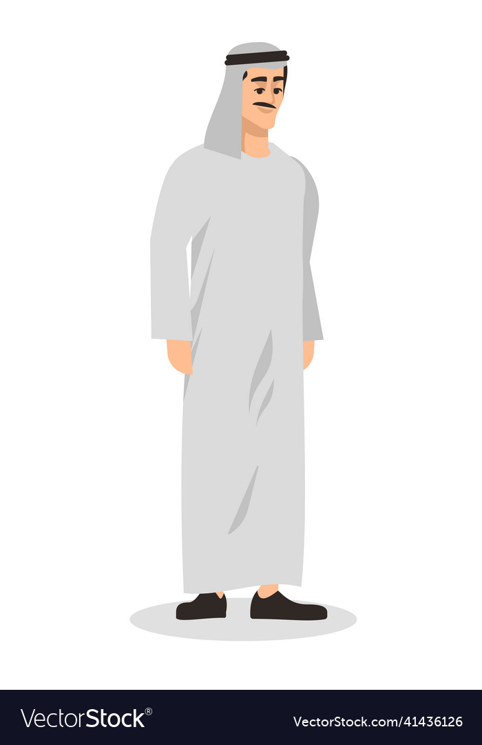 Wearing traditional white robe semi flat rgb color