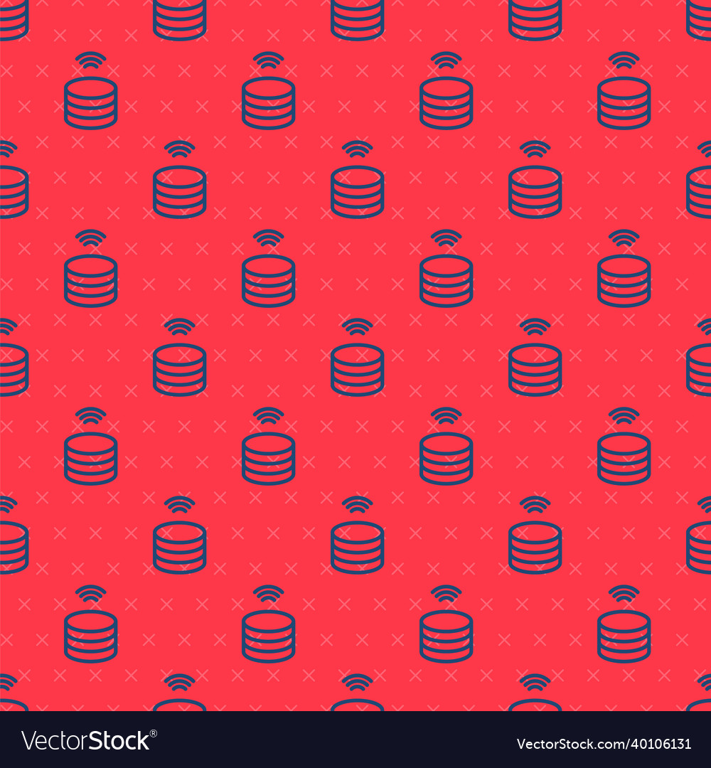 Blue line smart server data web hosting icon