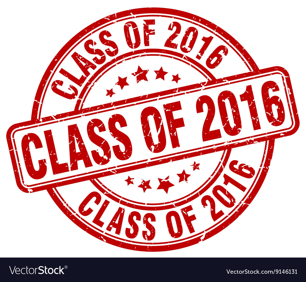 Class of 2016 red grunge round vintage rubber Vector Image