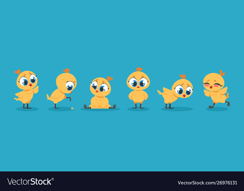 Cute baby chicken cartoon chick bird character Vector Image