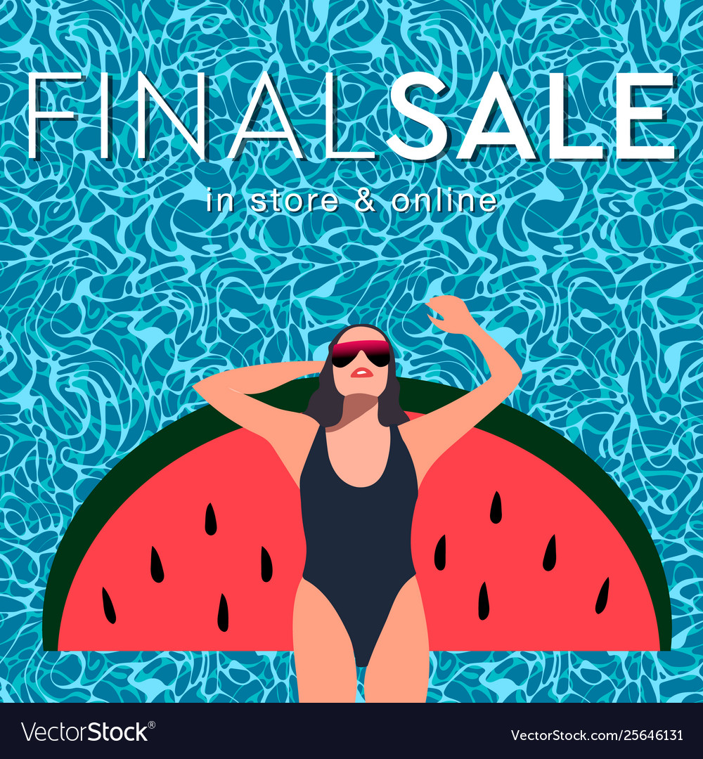 Final Summer Sale Young Long Haired Girl Sunbath Vector Image