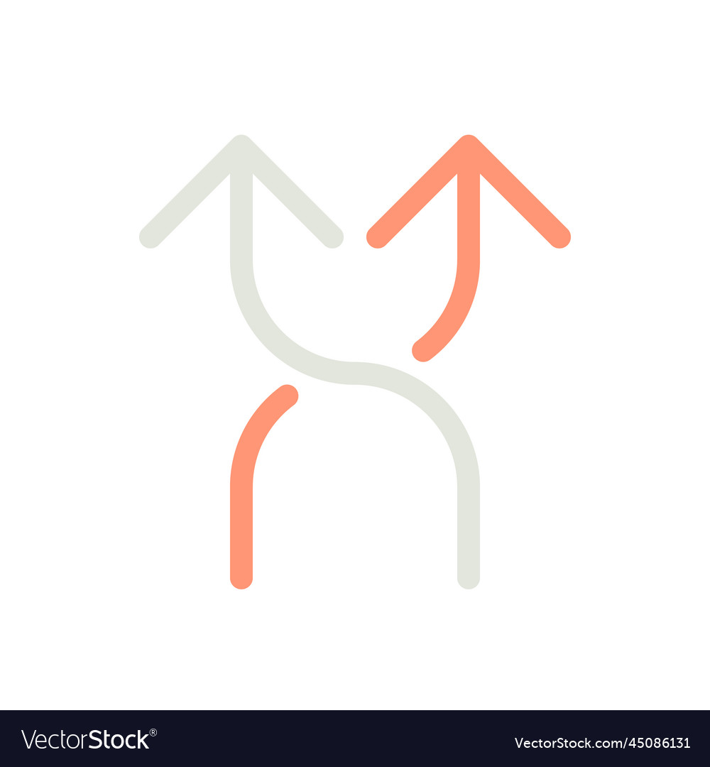 Highway intersection ahead arrows flat color ui vector image Highway intersection ahead arrows flat color ui