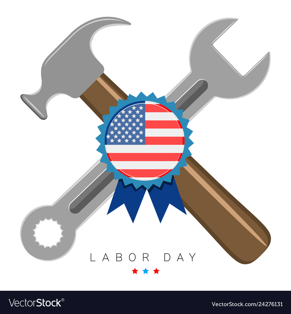 Labor day banner with a wrench