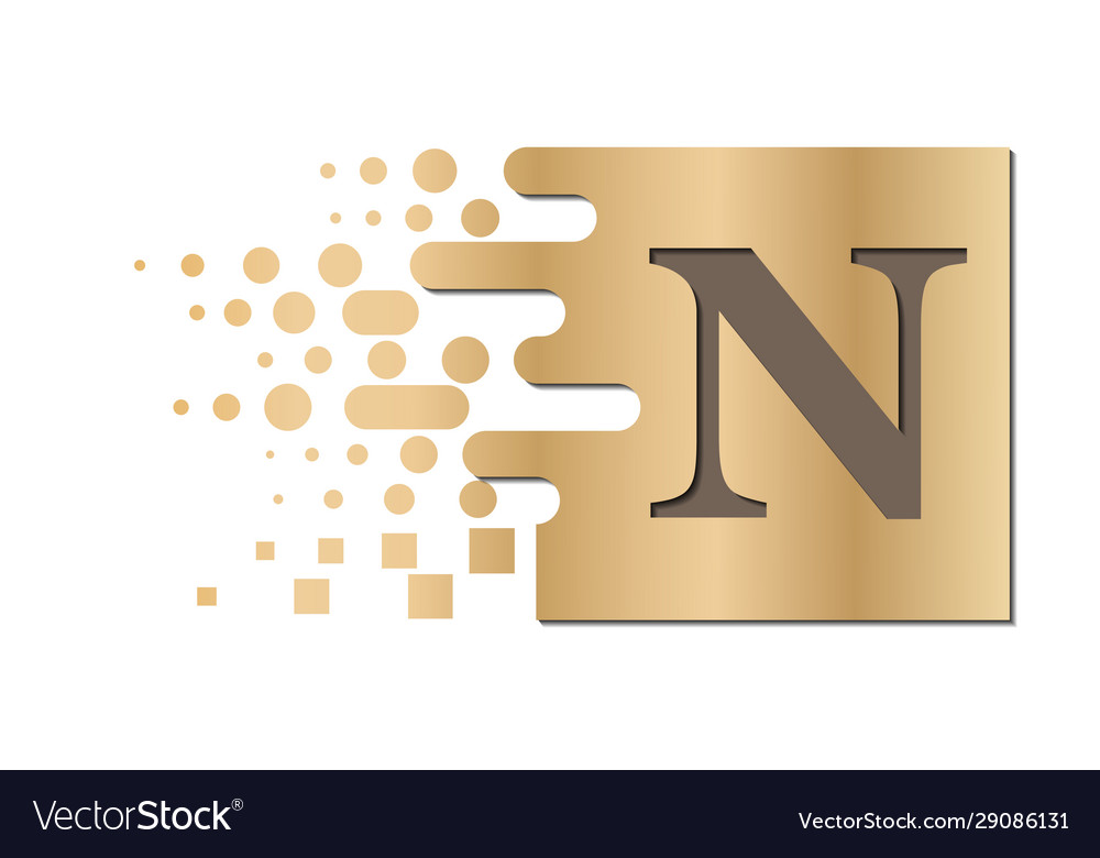 Letter n on color square with destroyed