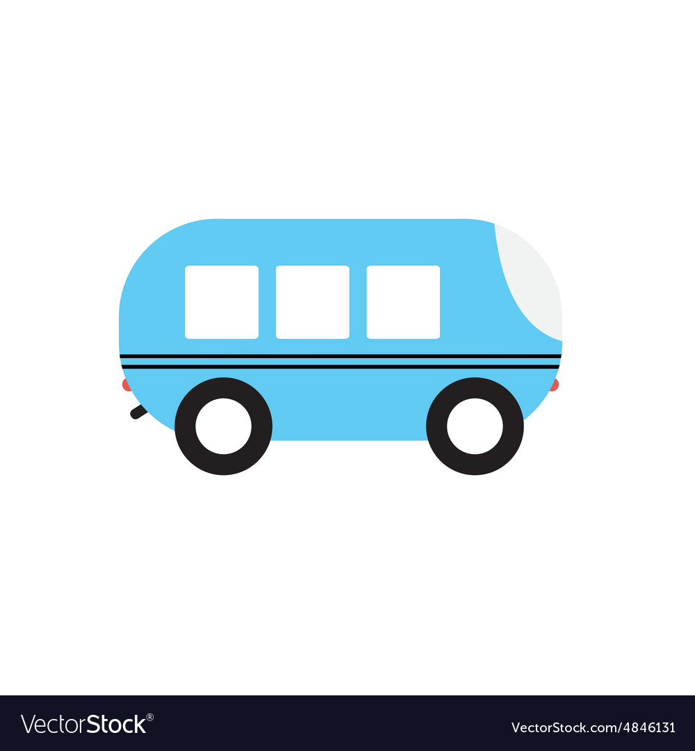 Line icon with flat graphics element of bus