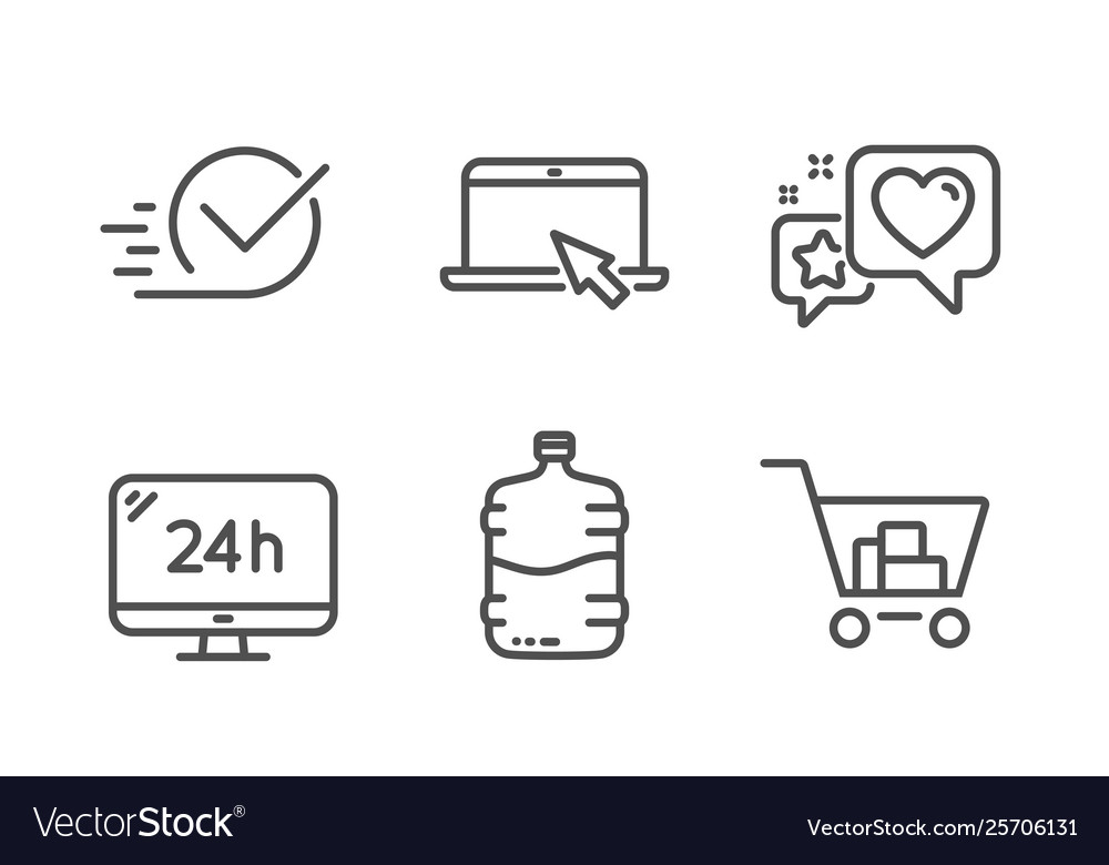 Portable computer heart and checkbox icons set